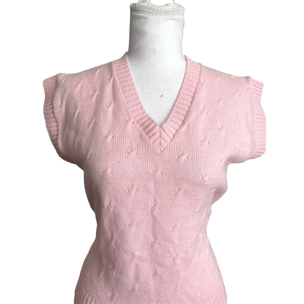 Women's Vintage Honors Pink Sweater Vest Sz M 80s Made In USA Preppy‎ Academia - Picture 5 of 11